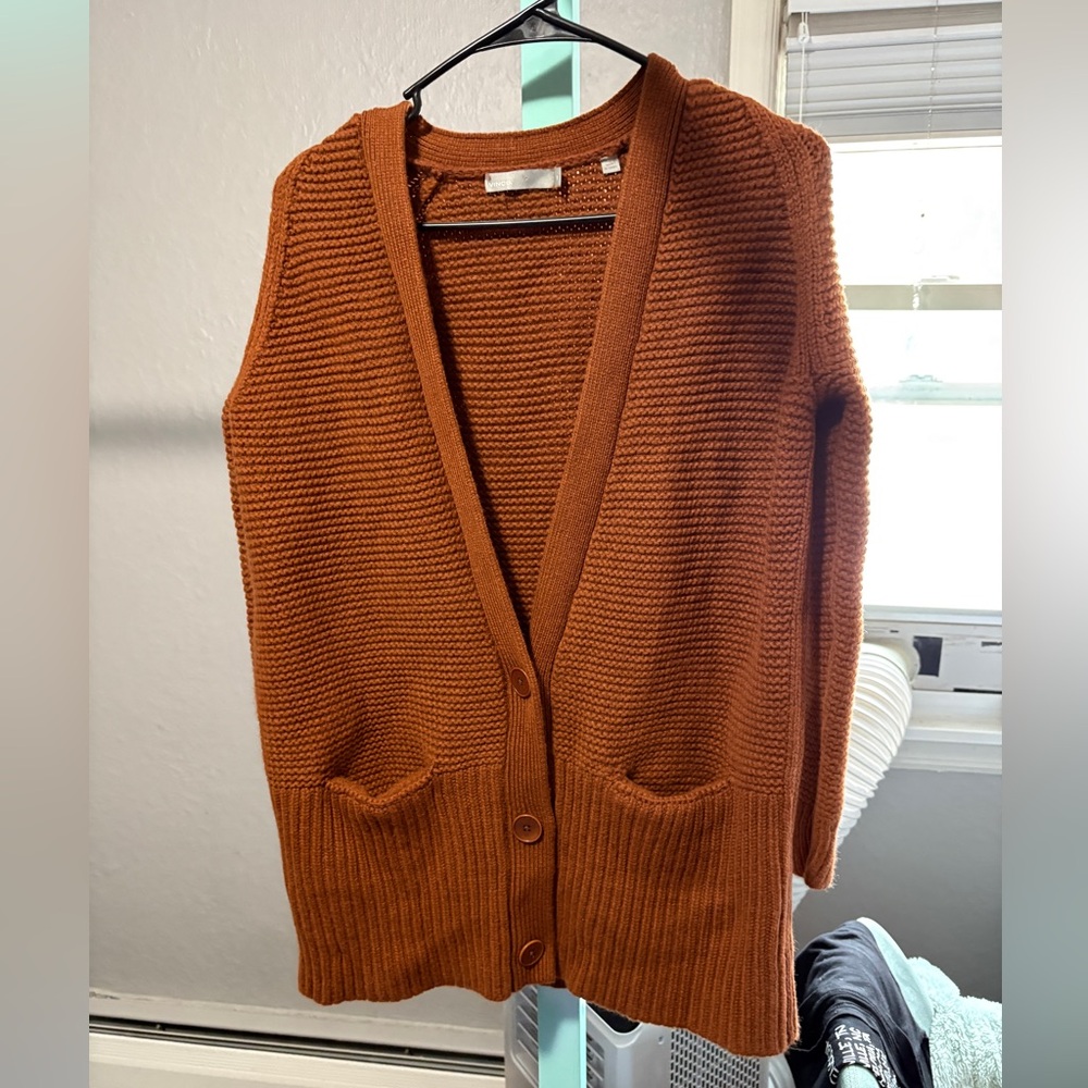 Vince Wool and Cashmere Vee Cardigan in Cinnamon size XS